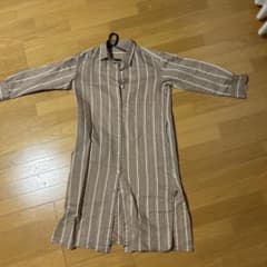ストライプ柄 ロングシャツワンピース ブラウンのサムネイル