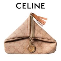 極美品 セリーヌ 馬車金具 トライアングルケース マカダム タッセル 極美品 セリーヌ 馬車金具 トライアングルコインケース マカダム