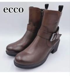 ecco レザーウォータープルーフショートブーツ　ベルト　ブラウン