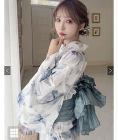 24시간 이내 발송 그레일 2WAY 수채화 꽃무늬 세퍼레이트 유카타 레귤러