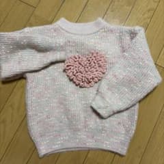 キッズ ハートモチーフ付き ニット セーターのサムネイル