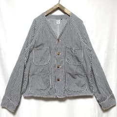 サイズ3！orSlow ヒッコリー ノーカラー カバーオール ジャケット