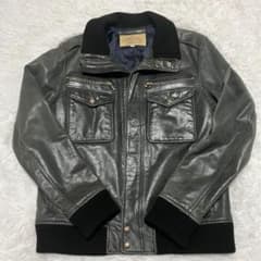 馬革】AVIREX ホースハイド レザー ジャケット 深緑 ダークグリーン L 