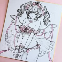 天使ピンク 手描きイラスト 大色紙(約27.3×24.2㎝) - メルカリ