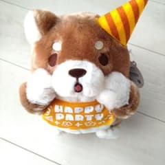 忠犬もちしば　お祝いパーティー　ぬいぐるみ
