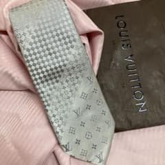 ルイ・ヴィトン モノグラム ダミエ レジメンタル ネクタイ シルバー