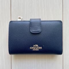 【 COACH 】 財布 ネイビー コーチ 二つ折り財布 紺のサムネイル