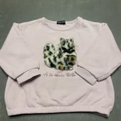 BeBE ピンク 猫 フェイクファー トレーナー 女の子　100cmのサムネイル