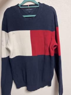 TOMMY HILFIGER フラッグ柄 リブニット セーター Mのサムネイル