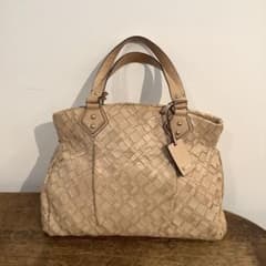 Max Mara メッシュ ベージュイントレチャートトートバッグ - メルカリ