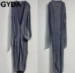 美品★ジェイダ GYDA ロングニット 綿 カーディガン エイジング加工 ブルーのサムネイル