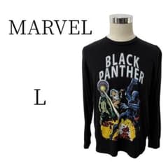 미품 MARVEL 마블 블랙 팬더 긴팔 T 셔츠 탑스 L