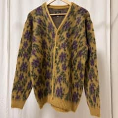 美品【Needles】モヘヤカーディガン　花柄　イエロー　Mサイズのサムネイル
