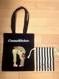 Cosme Kitchen　コスメキッチン　ノエル巾着　ネイビーエコバッグのサムネイル
