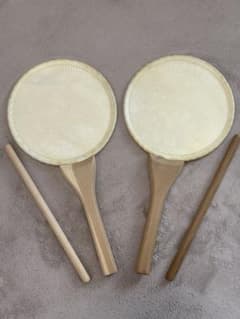 団扇太鼓 7寸（21cm）＆バチ　2点セット うちわ太鼓 お祭り 団扇太鼓 7寸（21cm）＆バチ 2点セット うちわ太鼓 お祭り - メルカリ