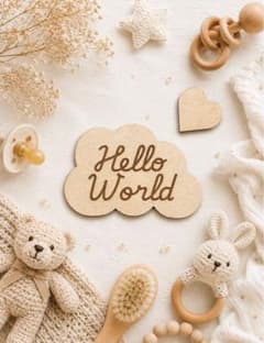 レターバナー　雲☁️hello world＋♡ 2点セット　size Mのサムネイル