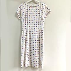 花柄 半袖 ロングワンピース ホワイト レディース 美品 フラワープリントのサムネイル