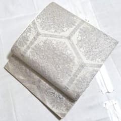 A◆着物くつろぎ 正倉院文様 銀糸 華文 六通 正絹 フォーマルな袋帯 A◇着物くつろぎ 正倉院文様 銀糸 白 ラメ 華文 六通 正絹 フォーマル