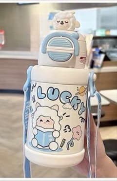 新品 子ども用 ストロー水筒 500mlヒツジデザインのサムネイル