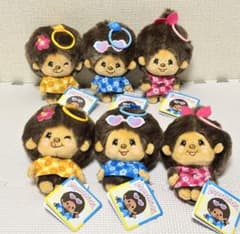 【新品未使用】モンチッチカラビナ付き日焼けミニぬいぐるみ３種コンプリート全6個