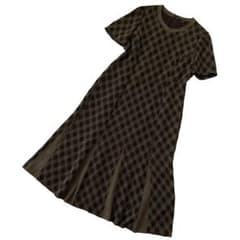 美品 Leilian レリアン チェック ロング ワンピース 13+ 大きい 茶 美品 Leilian レリアン チェック ロング ワンピース 13+ 大きい 茶