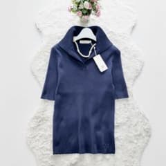 未使用*トリーバーチ リブニットカットソー 襟付き 現行 5分袖