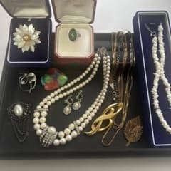 遺品整理・生前整理品］指輪 金チェーン 真珠ネックレス ブローチ