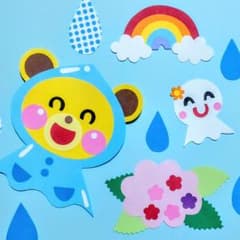 6月壁面飾り＊プチ壁面＊くま＆てるてる坊主＊梅雨＊保育＊玄関にものサムネイル