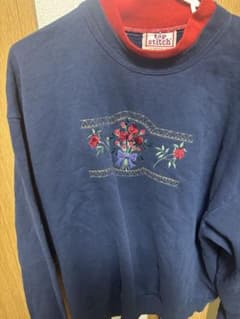top stitch 花柄刺繍 クルーネック トレーナーのサムネイル