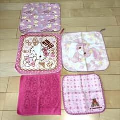 キャラクター ミニタオルハンカチ ループ付きタオル　5枚セット まとめ　保育園