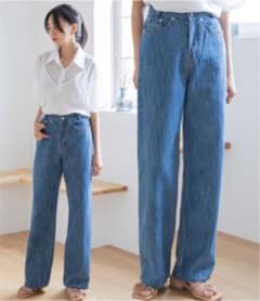 ハイウエストワイドデニムパンツ　短い丈verのサムネイル