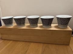 特売⭐️古伊万里の蕎麦猪口.染付 七宝文・小花文 、入れ物付き、5客セット⭐️ ⭐️古伊万里の蕎麦猪口.染付 七宝文・小花文 、入れ物付き、5客