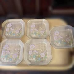 花柄 ガラス皿 5枚セット 八角形 レトロ - メルカリ