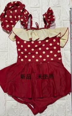 ドット柄 フリル ワンピース水着 レッドのサムネイル