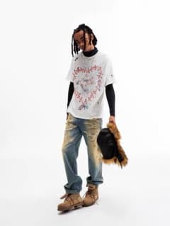 CONP24SS ハートプリント ダメージ加工 Tシャツのサムネイル