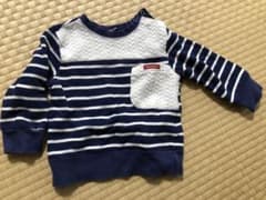 秋冬セールトレーナー 90 ムージョンジョン　キッズ　男の子 ボーダー  青のサムネイル