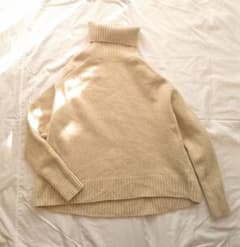 美品】IENA カシミヤ混 AQUA ハイネックワイドプルオーバー ベージュ