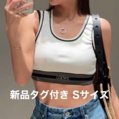 新品 LOEWE クロップド タンクトップ ロゴ ホワイト S 確実正規品