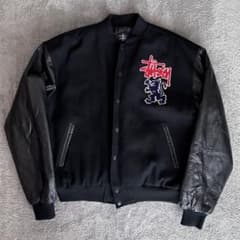 Stussy スタジャン L 黒　90s 紺タグ stussy スタジャン 90s 紺タグ - メルカリ