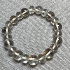 天然水晶ブレスレット 扁平×丸玉 約10-11mm 内径約16cmのサムネイル