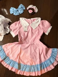 メイド服 ピンク×水色 フリル コスプレ衣装のサムネイル