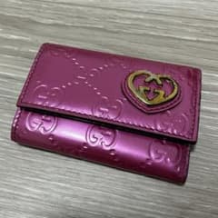 GUCCI シマレザー キーケース 6連 ピンク - メルカリ