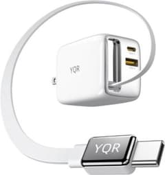 65w PD 急速充電器 伸縮式ケーブル付き type-c 超軽量・極小型のサムネイル