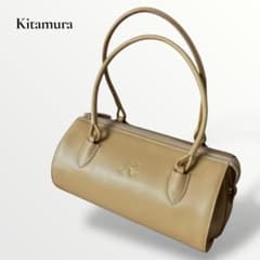 キタムラ／レザー製 ミニボストンバッグ 円筒形ハンドバッグ