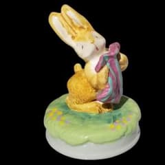 Anny Wood アニーウッド うさぎ ラビット 回転オルゴール 陶器 昭和