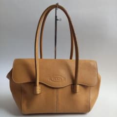 美品 トッズ コーニッシュ ウェーブ レザー ショルダーバッグ ベージュ