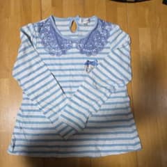 anyFAM 長袖カットソー 130cm ボーダー レース