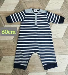 PETIT BATEAU ストライプロンパース 　60cmのサムネイル