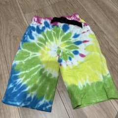 子供用小学生2-4年生くらいタイダイ ハーフパンツ ウエストベルト付きのサムネイル