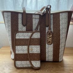 MICHAEL KORS トートバッグ ブラウン/ホワイト - メルカリ